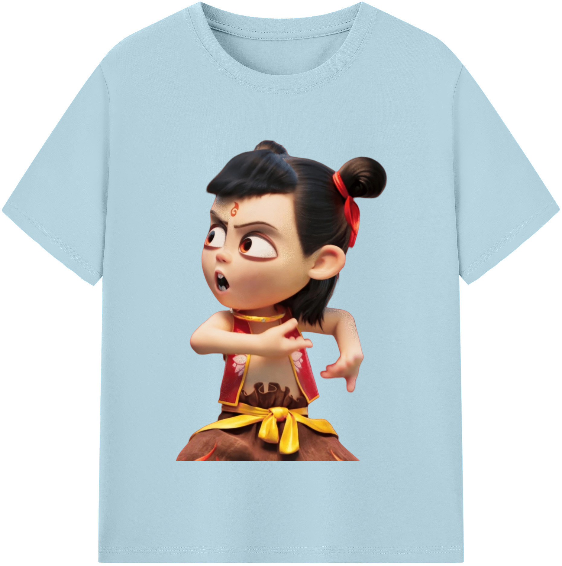 （画像用） Ne Zha 2 ナタ 魔童の大暴れ 綿100％半袖Tシャツ（フロントプリント）